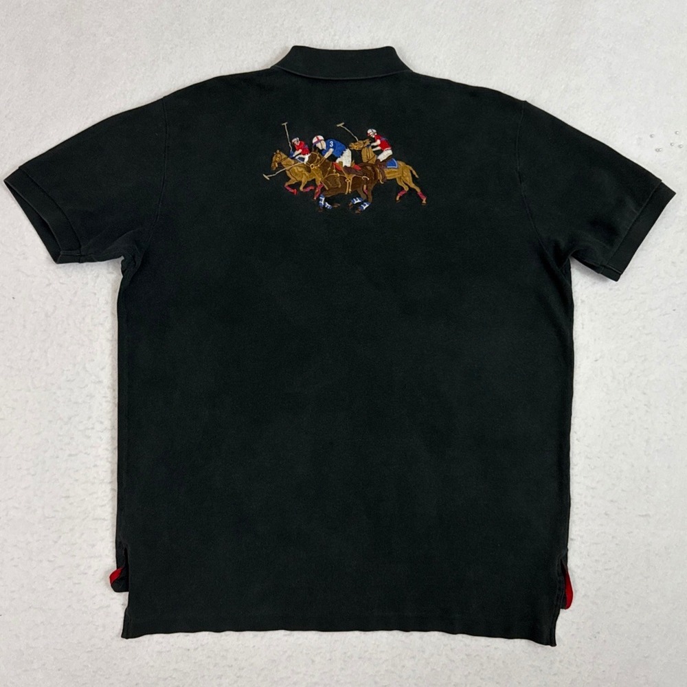 Polo Ralph Lauren Mens XL Challenge Cup Multi Pony Crest Polo Shirt Black